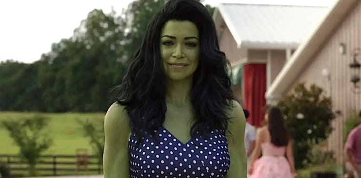 Tatiana Maslany as She-Hulk in She-Hulk: Attorney at Law.