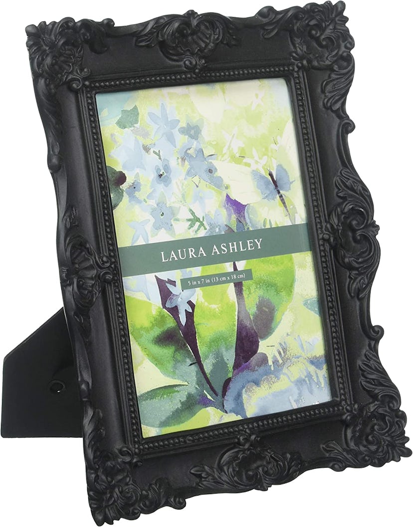 Laura Ashley 5x7 Black Ornate Textured Hand-Crafted Resin Picture Frame