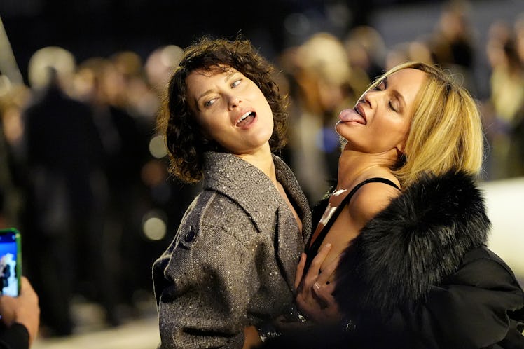 Shalom Harlow and Amber Valletta attend the Saint Laurent Womenswear Spring/Summer 2023 show as part...