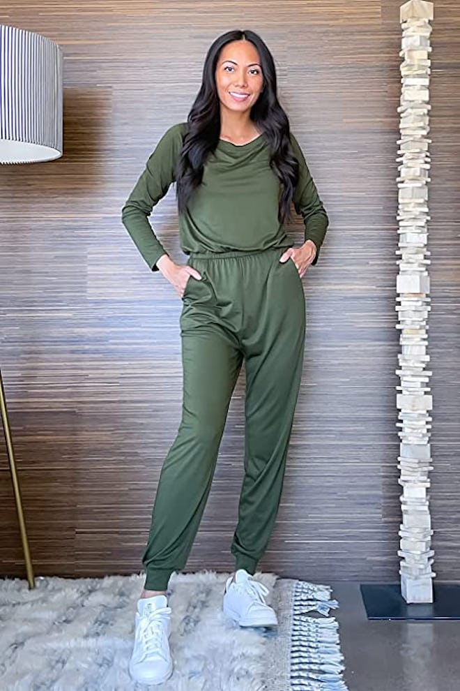 PRETTYGARDEN Casual Long-Sleeve Jumpsuit
