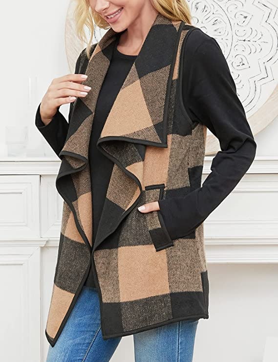 Vemubapis Buffalo Plaid Sleeveless Vest