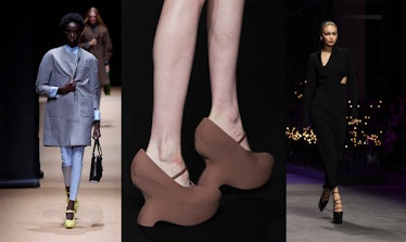 Mary Janes on the spring 2023 runways of Prada, Sportmax, and Versace