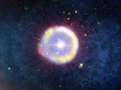 Color illustration of a supernova and a starfield in space