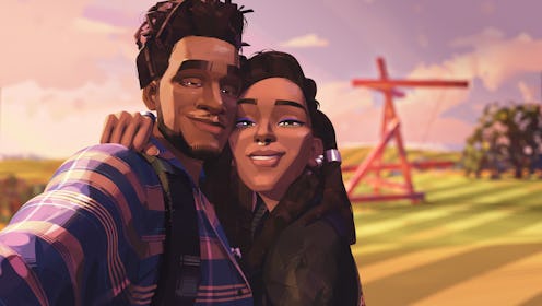 Scott Mescudi as Jabari and Jessica Williams as Meadow in Entergalactic