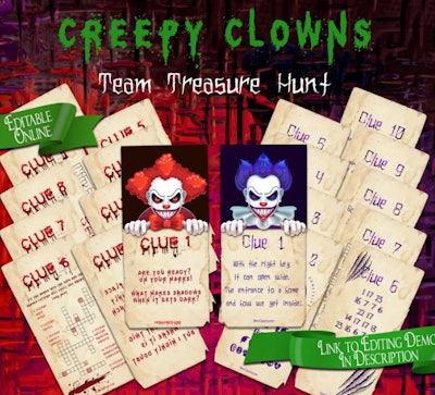 Open Chests Activities Creepy Clown Halloween Scavenger Hunt
