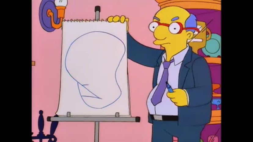 Kirk Van Houten explaining dignity in Pictionary in the Simpsons.