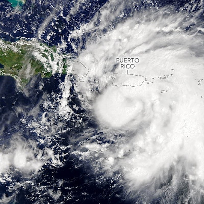 Hurricane Fiona, as seen via satellite over Puerto Rico