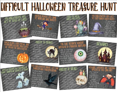 DesignsAholic Difficult Halloween Treasure Hunt Printables are perfect for an adult Halloween scaven...