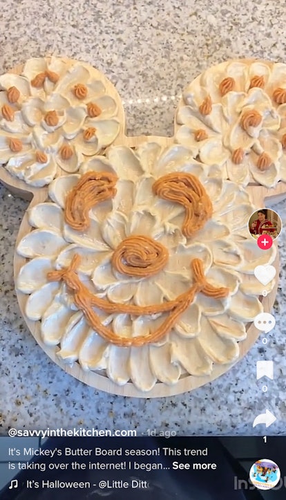 This Mickey Mouse pumpkin butter board is one of the Halloween butter board ideas on TikTok. 