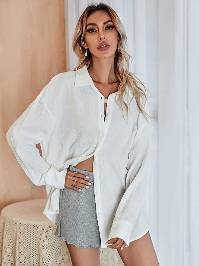 MakeMeChic Oversized Button Down Shirt