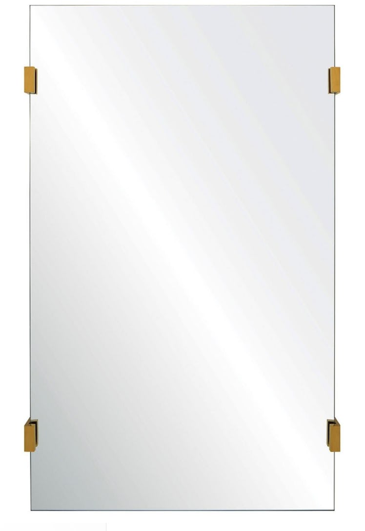 PANEL MIRROR WITH BRASS ACCENTS