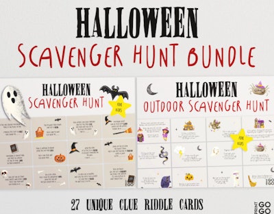 Print Go Go Halloween Scavenger Hunt Kids Bundle 