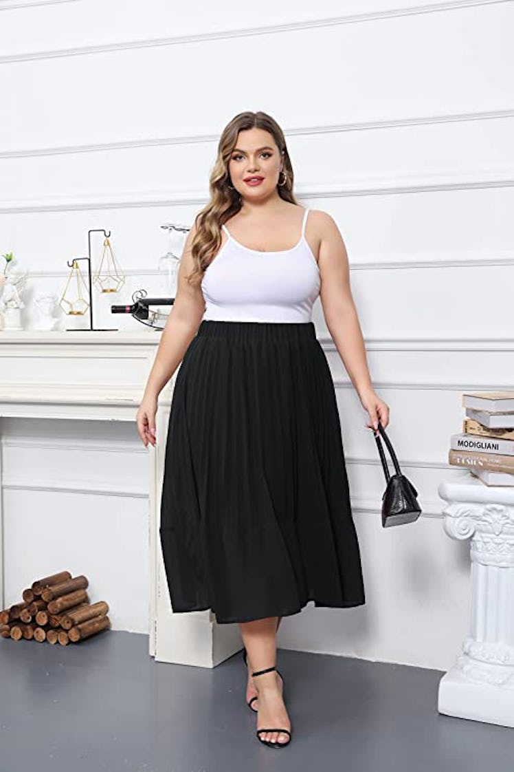 Hanna Nikole High Waist Pleated Maxi Skirt