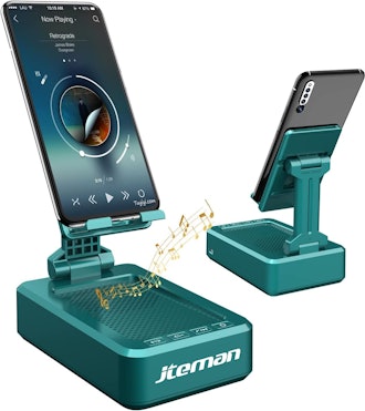 JTEMAN Cell Phone Stand with Wireless Bluetooth Speaker