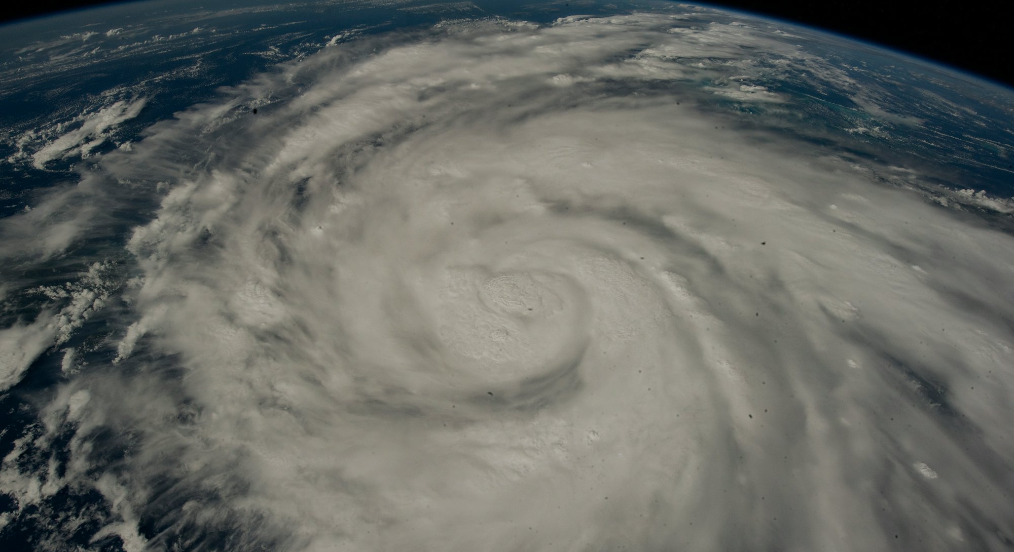 Hurricane Ian, swirled into a spiral, is visible from a birds eye view from the ISS over the Caribbe...