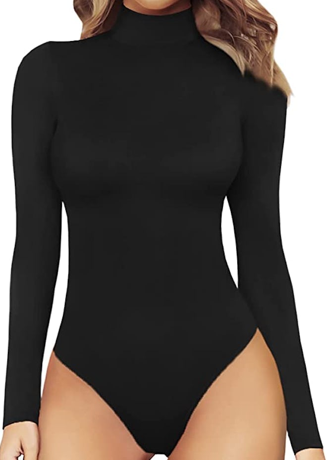 MANGOPOP Mock Turtle Neck Long Sleeve Bodysuit