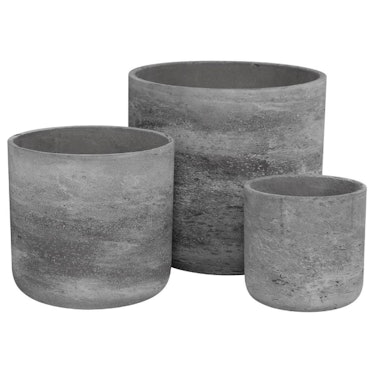 Aadi Industrial Loft Grey Stone Outdoor Pot Planter Vase - Set of 3