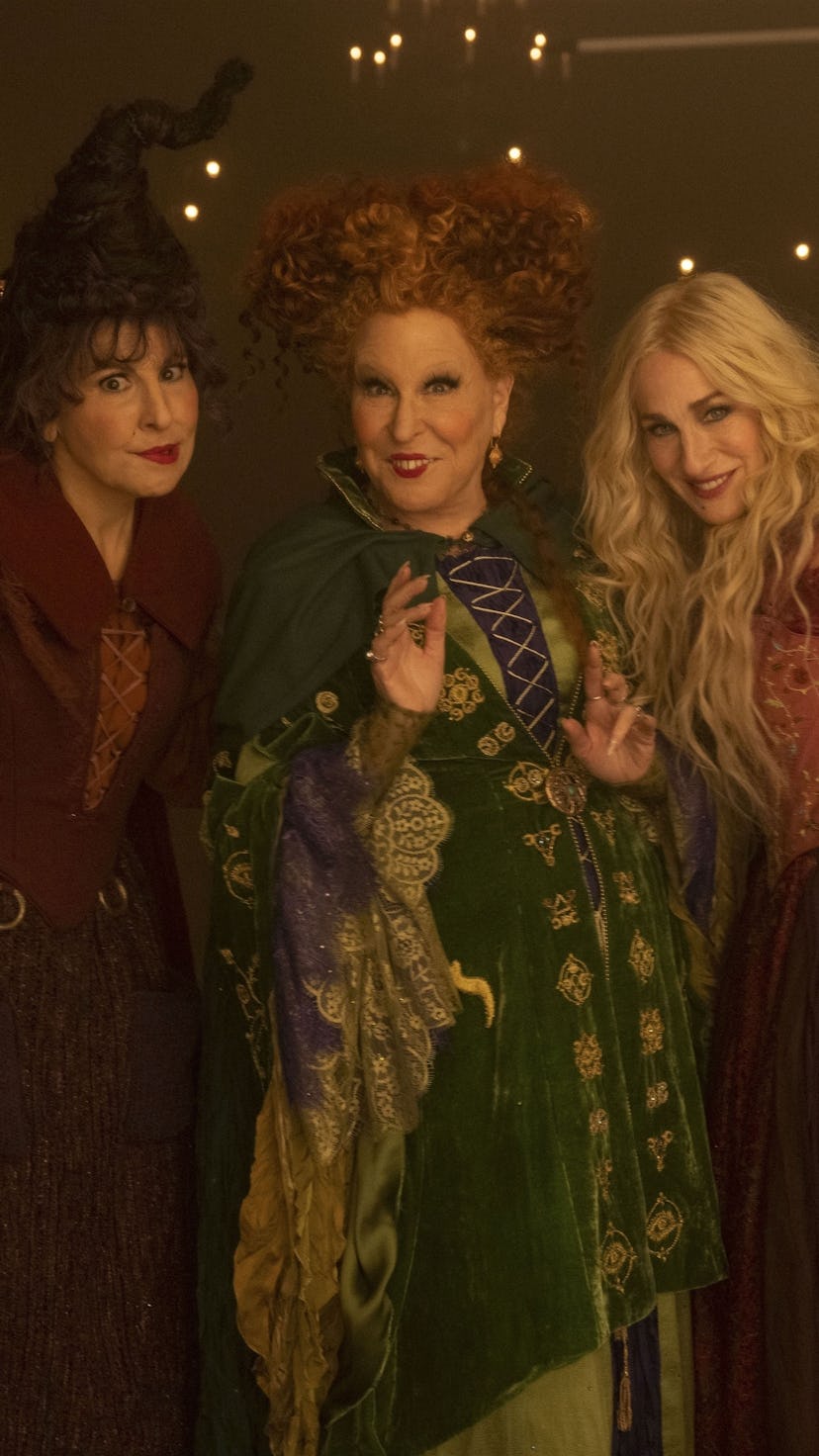 Kathy Najimy as Mary Sanderson, Bette Midler as Winifred Sanderson, and Sarah Jessica Parker as Sara...