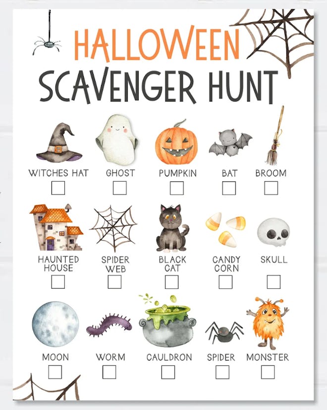 This Paperie Printables Editable Halloween Scavenger Hunt is perfect for an indoor or outdoor Hallow...