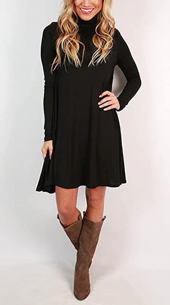 KEEDONE Turtleneck T-Shirt Dress