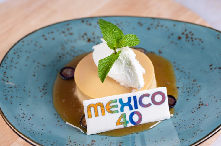 This flan is part of the EPCOT 40th anniversary food available at Walt Disney World. 