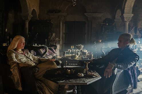 Emma D'Arcy as Rhaenyra Targaryen and John Macmillan as Laenor Targaryen in 'House of the Dragon'