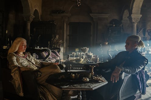 Emma D'Arcy as Rhaenyra Targaryen and John Macmillan as Laenor Targaryen in 'House of the Dragon'