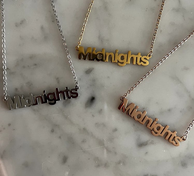 This necklace is part of the Taylor Swift 'Midnights' merch on Etsy. 