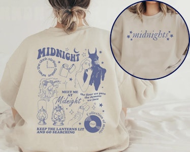 This sweater is part of the Taylor Swift 'Midnights' merch on Etsy. 