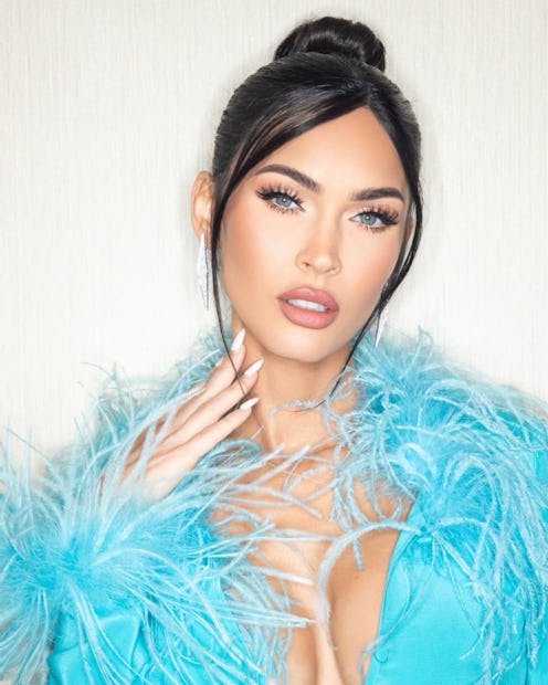 Megan Fox jelly nails and long stiletto nail shape