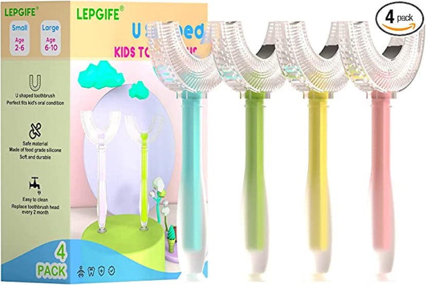 LEPGIFE U-Shaped Kids Toothbrush (Set Of 4)