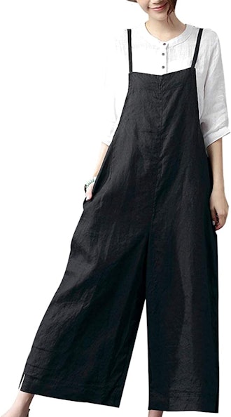 YESNO Wide Leg Overalls with Pockets
