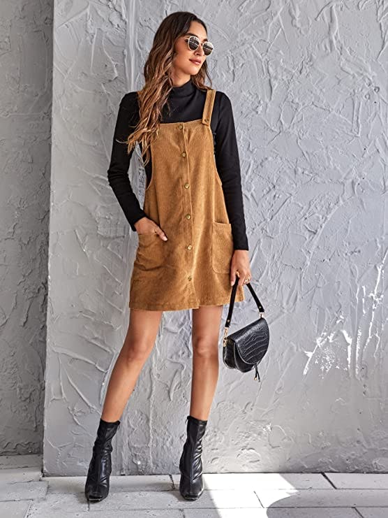 Floerns Corduroy Overall Dress
