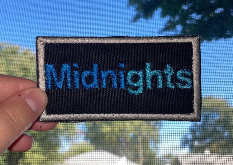 This patch is part of the Taylor Swift 'Midnights' merch on Etsy.
