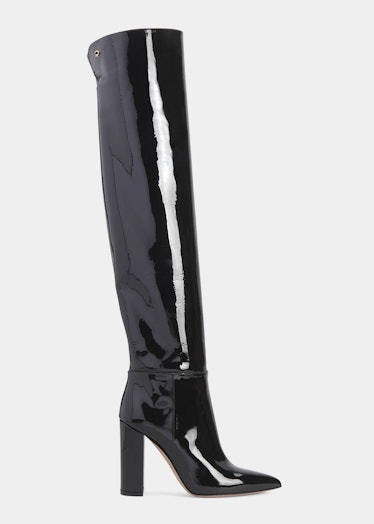 Gianvito Rossi black patent over-the-knee boots