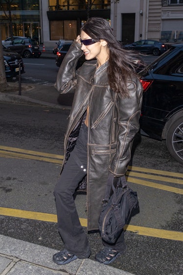 Bella Hadid Serves Three Leather Looks in 24 Hours