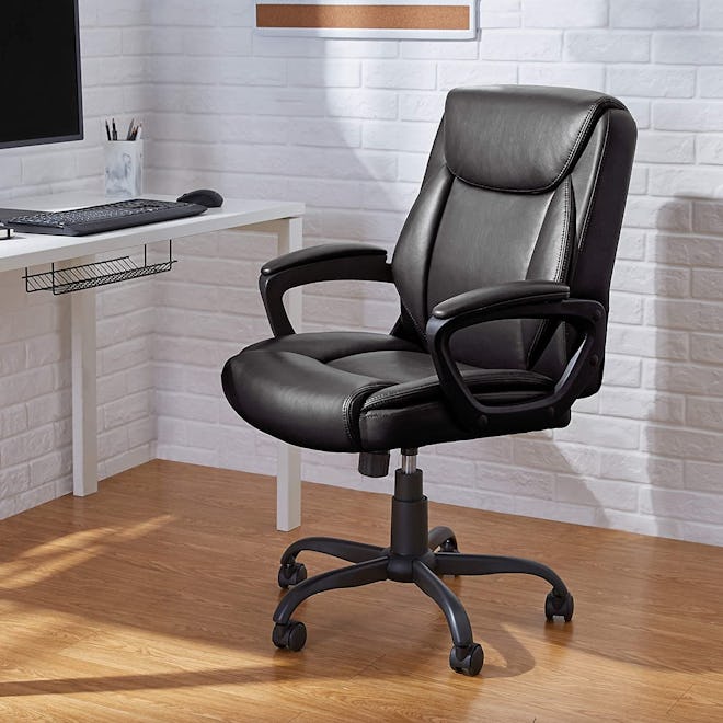 This office chair under $200 is made with padded faux leather for comfort.