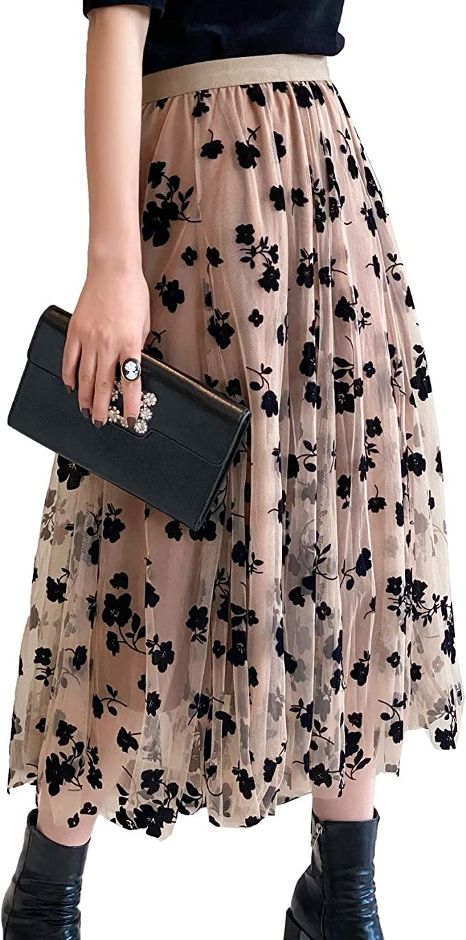 SSPALU Floral High Waist Skirt