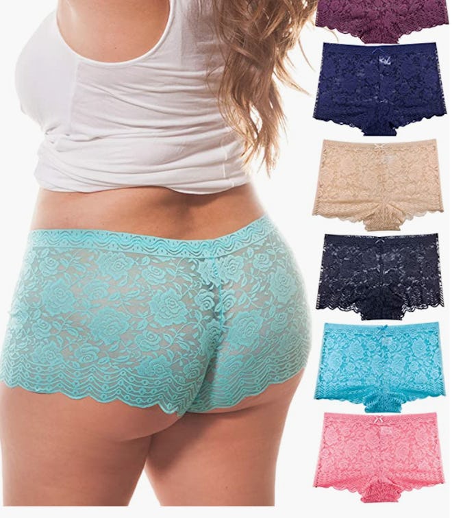 Barbra Lingerie Lace Boyshort Panties (6-Pack)