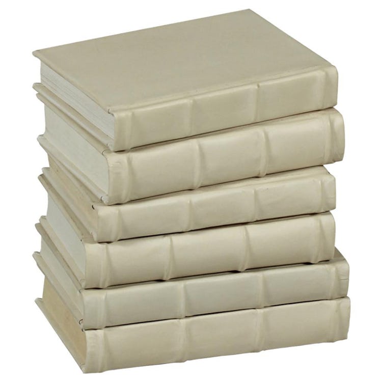 Wan Modern Classic Antique White Leather Designer Book - Set of 6