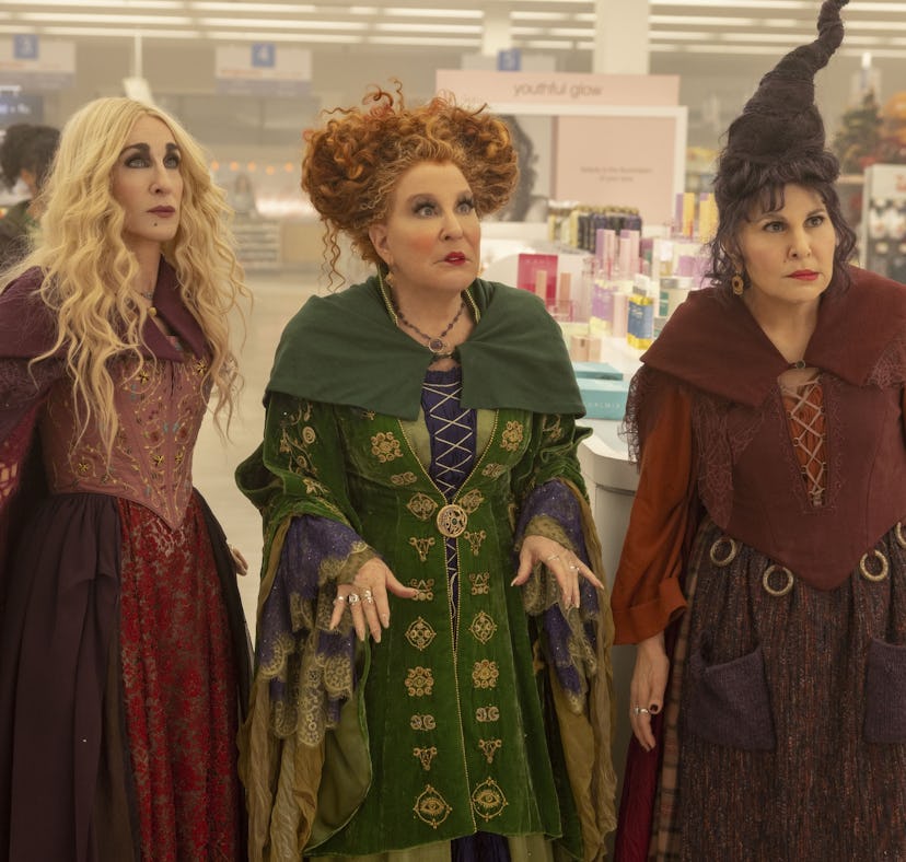 Kathy Najimy as Mary Sanderson, Bette Midler as Winifred Sanderson, and Sarah Jessica Parker as Sara...