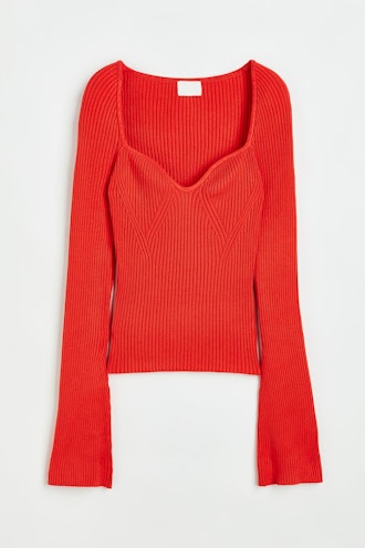 H&M orange rib knit sweater