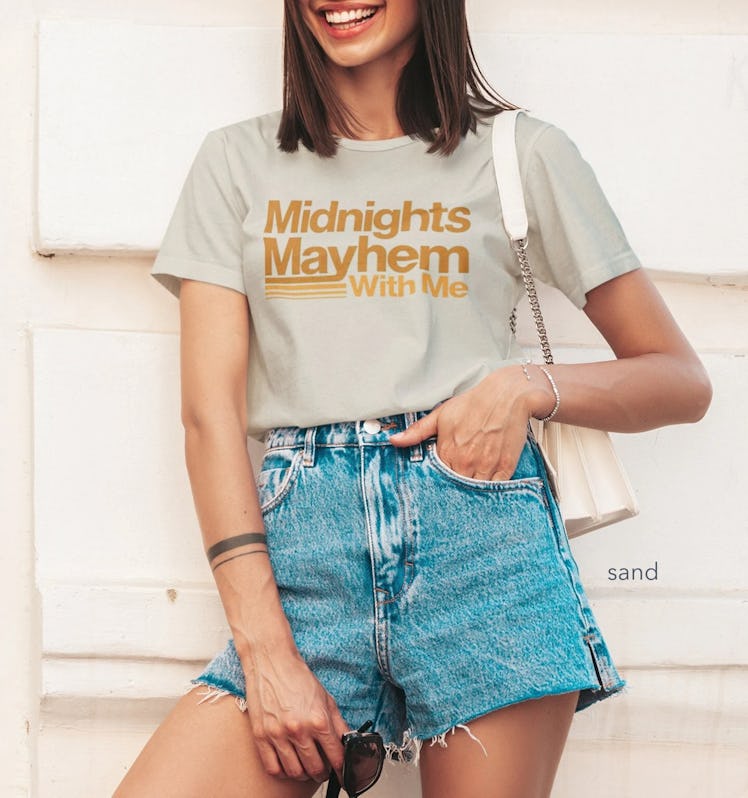 This shirt is part of the Taylor Swift 'Midnights' merch on Etsy. 