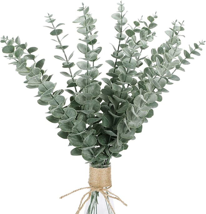 FUNARTY Artificial Eucalyptus Leaves Stems (Set of 15)