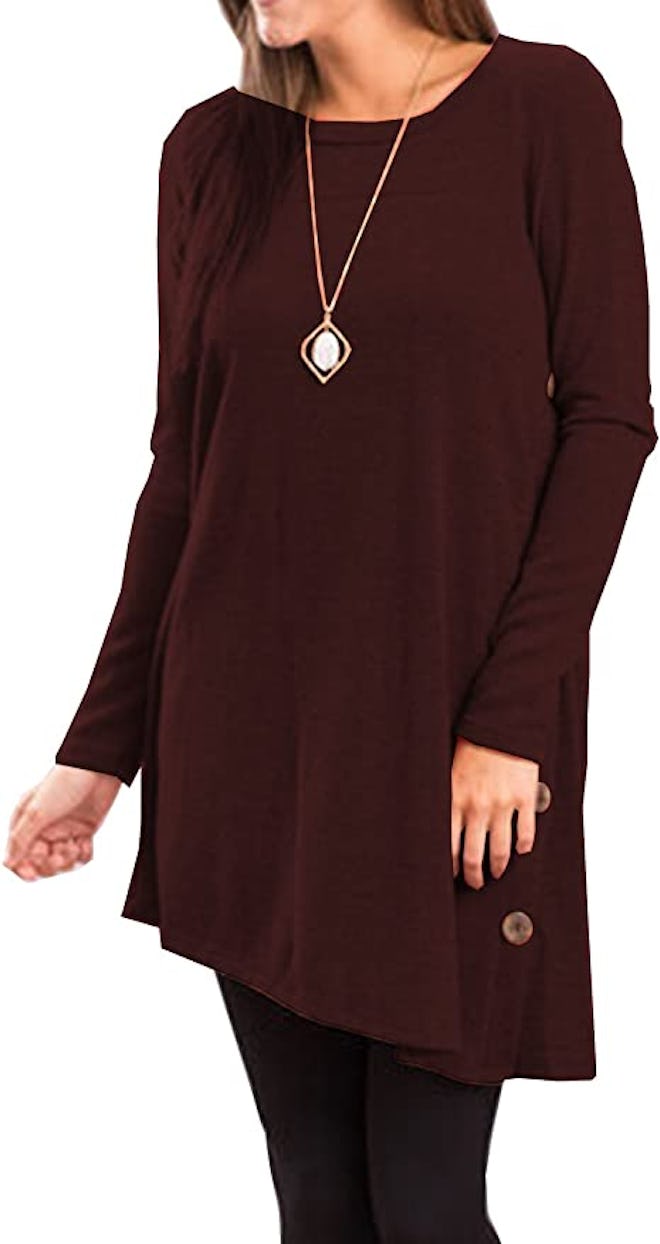 iGENJUN Scoop Neck Sweater Tunic Dress