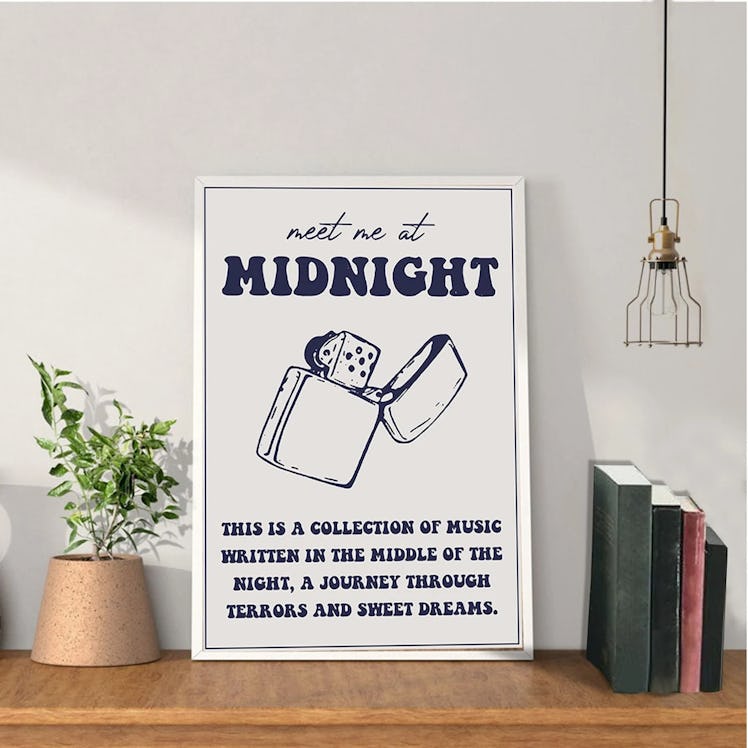 This wall art is some of the Taylor Swift 'Midnights' merch on Etsy.
