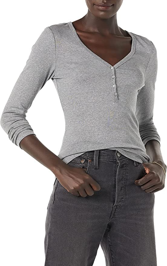 Amazon Essentials Ribbed Knit Henley T-Shirt