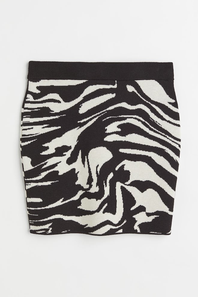 H&M zebra print knit skirt