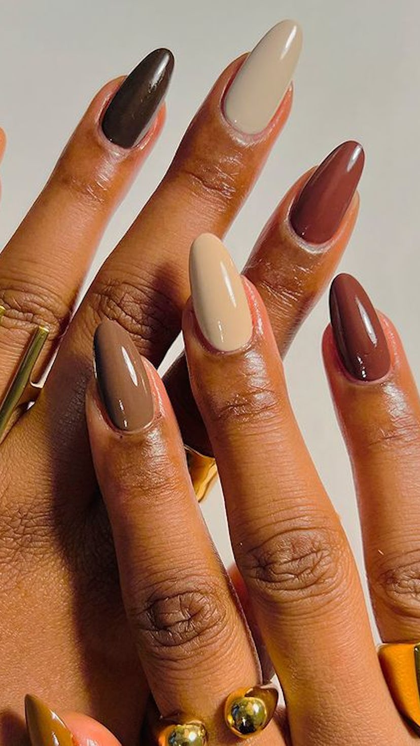 brown nails in different shades