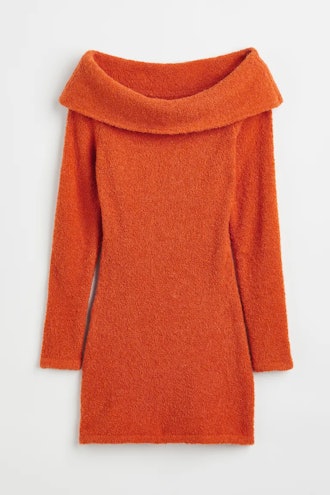 H&M orange off-shoulder dress